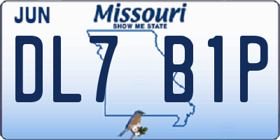 MO license plate DL7B1P