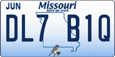 MO license plate DL7B1Q