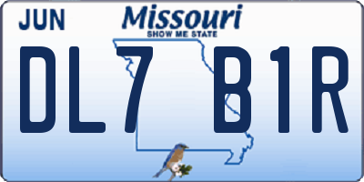MO license plate DL7B1R