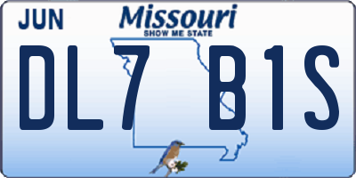 MO license plate DL7B1S