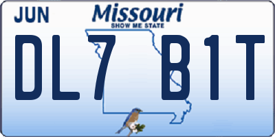 MO license plate DL7B1T