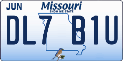 MO license plate DL7B1U