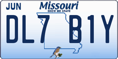 MO license plate DL7B1Y