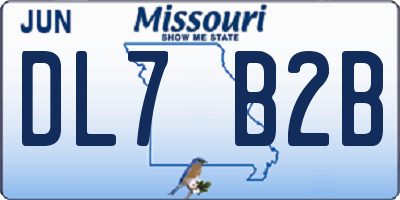 MO license plate DL7B2B