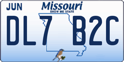 MO license plate DL7B2C