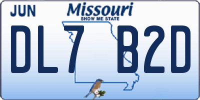 MO license plate DL7B2D