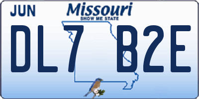 MO license plate DL7B2E