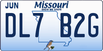 MO license plate DL7B2G