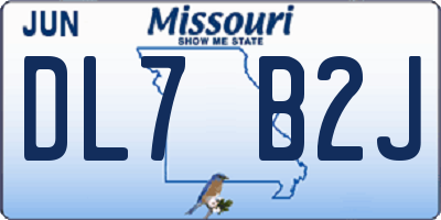 MO license plate DL7B2J