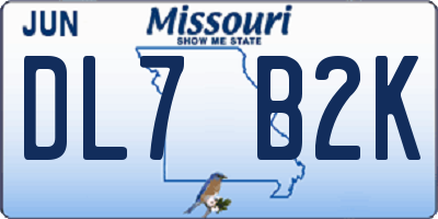 MO license plate DL7B2K