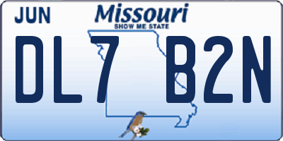 MO license plate DL7B2N