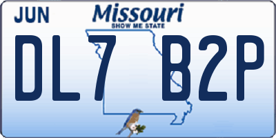 MO license plate DL7B2P