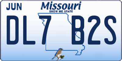 MO license plate DL7B2S