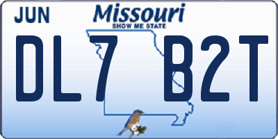 MO license plate DL7B2T