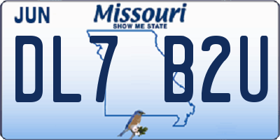 MO license plate DL7B2U