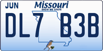 MO license plate DL7B3B