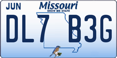 MO license plate DL7B3G