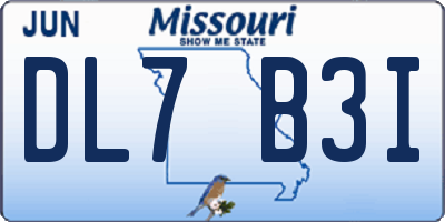 MO license plate DL7B3I