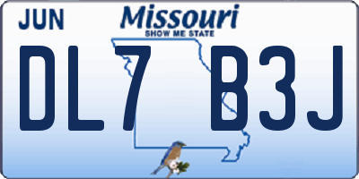 MO license plate DL7B3J