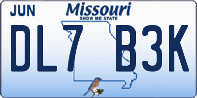MO license plate DL7B3K