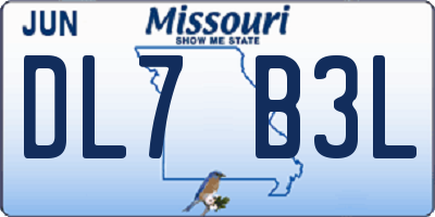 MO license plate DL7B3L