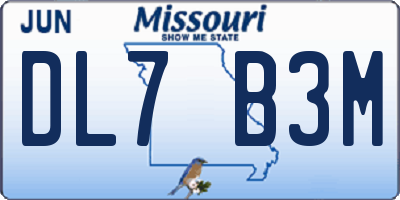 MO license plate DL7B3M