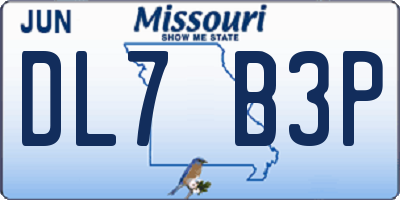 MO license plate DL7B3P