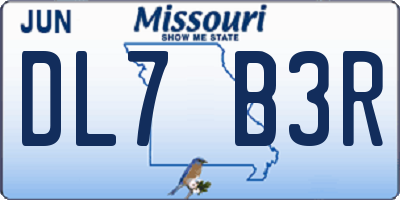 MO license plate DL7B3R