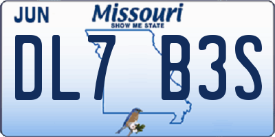 MO license plate DL7B3S