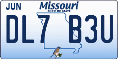 MO license plate DL7B3U