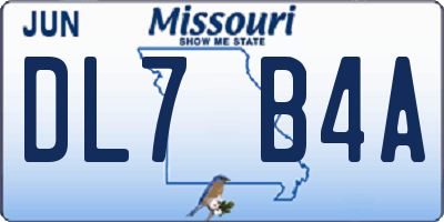 MO license plate DL7B4A