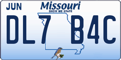 MO license plate DL7B4C