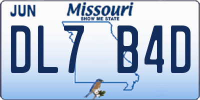 MO license plate DL7B4D