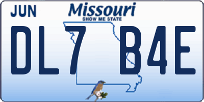 MO license plate DL7B4E
