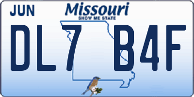 MO license plate DL7B4F