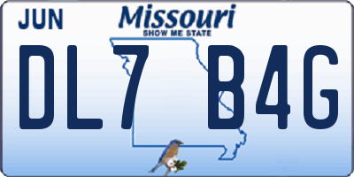 MO license plate DL7B4G