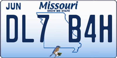 MO license plate DL7B4H