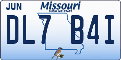 MO license plate DL7B4I
