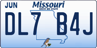 MO license plate DL7B4J