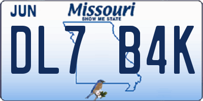 MO license plate DL7B4K