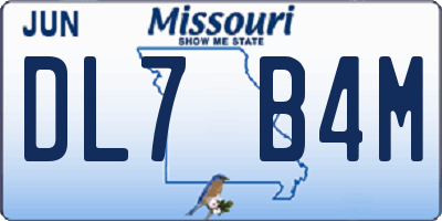 MO license plate DL7B4M