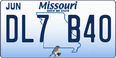 MO license plate DL7B4O