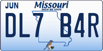 MO license plate DL7B4R