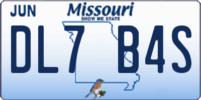 MO license plate DL7B4S
