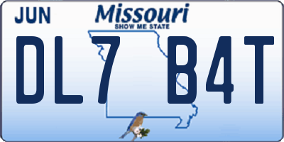 MO license plate DL7B4T