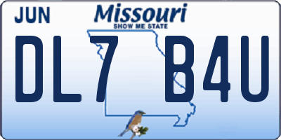 MO license plate DL7B4U