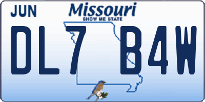 MO license plate DL7B4W