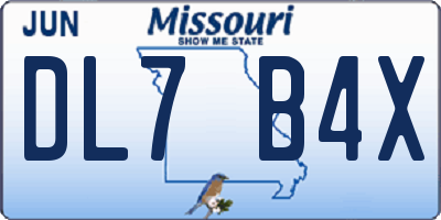 MO license plate DL7B4X