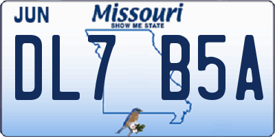 MO license plate DL7B5A