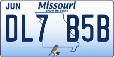 MO license plate DL7B5B